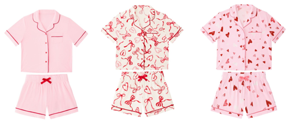 Recalled Sam's Club Member's Mark Children's Valentine SS Notch Collar pajama sets